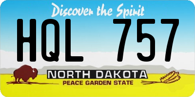ND license plate HQL757