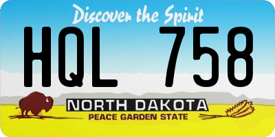 ND license plate HQL758