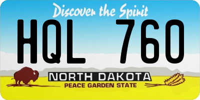 ND license plate HQL760