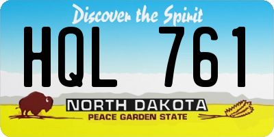 ND license plate HQL761