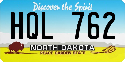 ND license plate HQL762