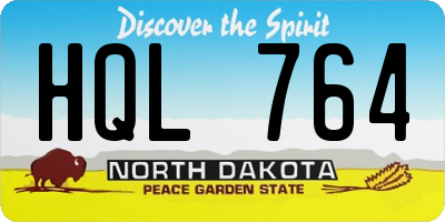 ND license plate HQL764