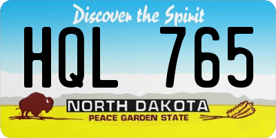 ND license plate HQL765