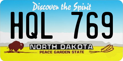 ND license plate HQL769