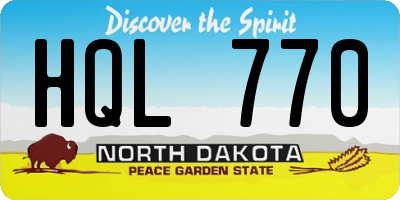 ND license plate HQL770