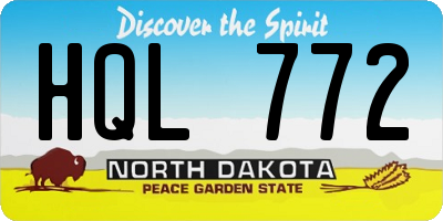 ND license plate HQL772