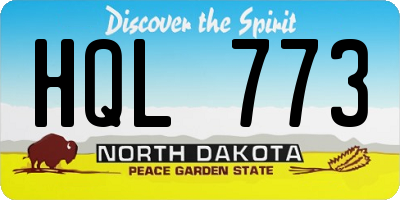 ND license plate HQL773