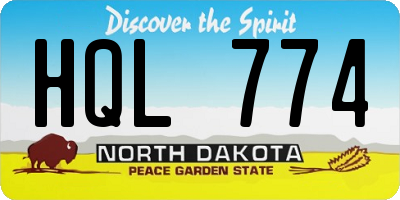 ND license plate HQL774