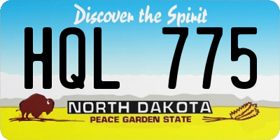 ND license plate HQL775