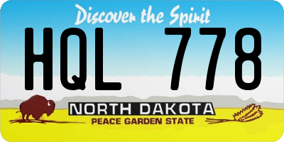 ND license plate HQL778