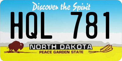 ND license plate HQL781