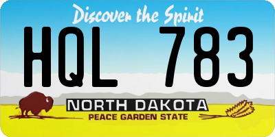 ND license plate HQL783