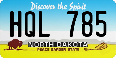 ND license plate HQL785