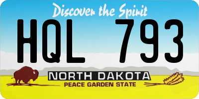ND license plate HQL793