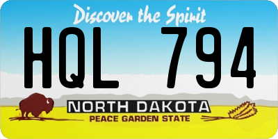ND license plate HQL794