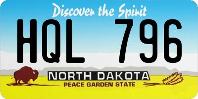 ND license plate HQL796