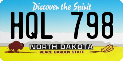 ND license plate HQL798