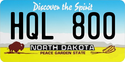 ND license plate HQL800