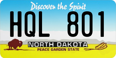 ND license plate HQL801
