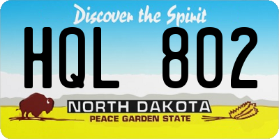 ND license plate HQL802