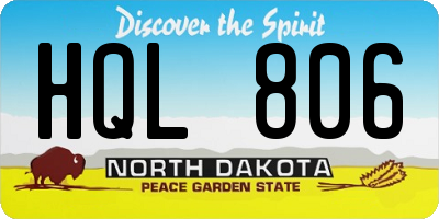 ND license plate HQL806