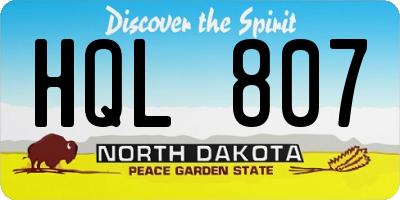 ND license plate HQL807