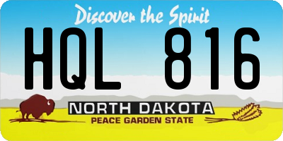ND license plate HQL816