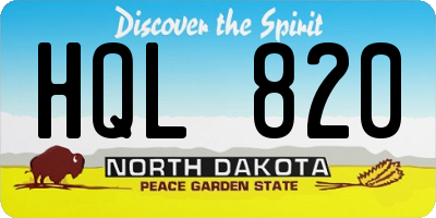 ND license plate HQL820
