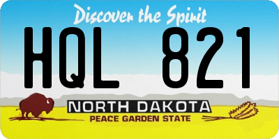 ND license plate HQL821