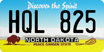 ND license plate HQL825
