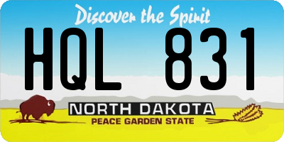 ND license plate HQL831