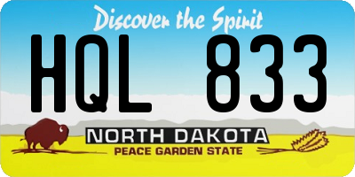 ND license plate HQL833