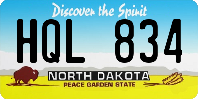 ND license plate HQL834