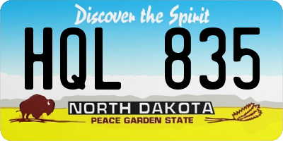 ND license plate HQL835