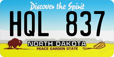 ND license plate HQL837