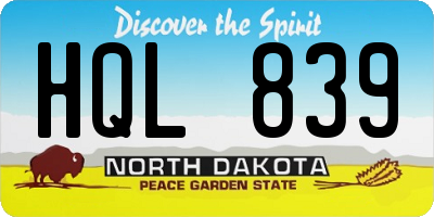 ND license plate HQL839