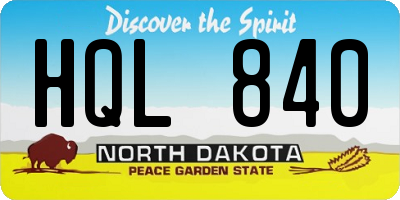 ND license plate HQL840
