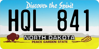 ND license plate HQL841