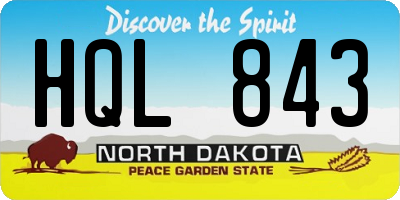 ND license plate HQL843