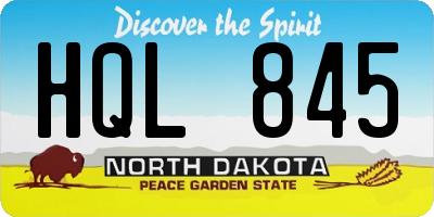 ND license plate HQL845