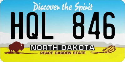 ND license plate HQL846