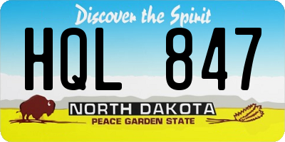 ND license plate HQL847