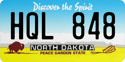 ND license plate HQL848