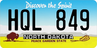 ND license plate HQL849