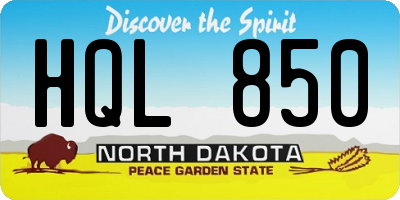 ND license plate HQL850