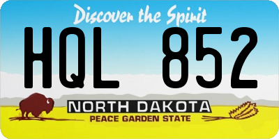 ND license plate HQL852