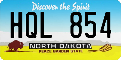 ND license plate HQL854