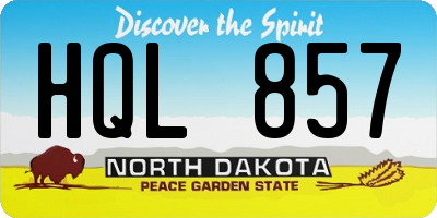 ND license plate HQL857