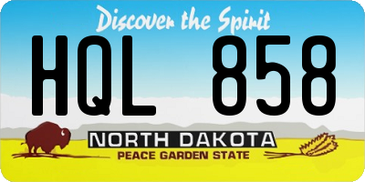 ND license plate HQL858