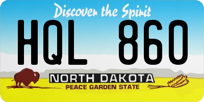 ND license plate HQL860